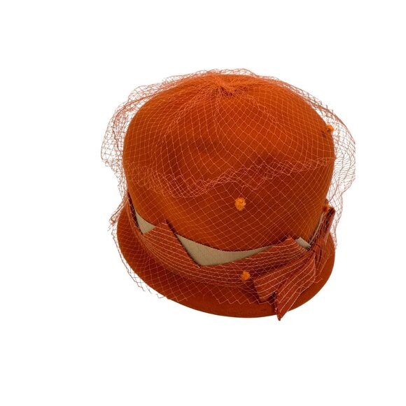 Elegant Orange Veil Hat main image 6